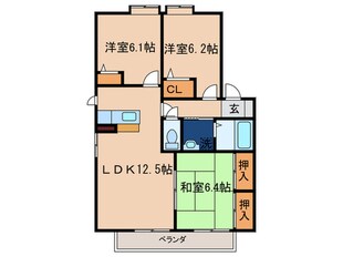 ユニゾン感田　Ａ棟の物件間取画像